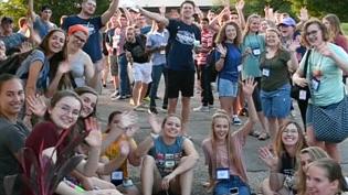 Cedarville Summer Academic Camp students waving.